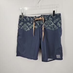 Howler Brothers Board Shorts Mens 31 Los Vaqueros Western Bandana Navy Paisley